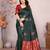 Green red soft silk blend banarasi jacuard work designer party wear saree with unstitched blouse piece