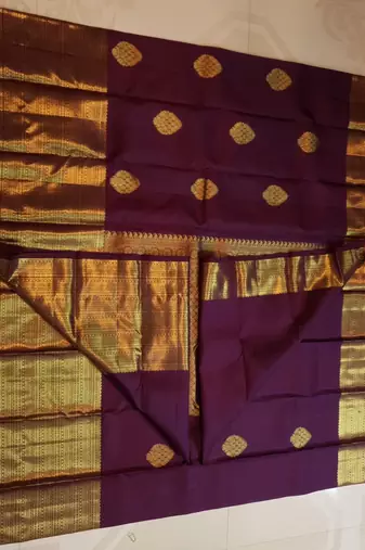 Purple soft silk blend banarasi jacuard work designer party wear saree with unstitched blouse piece