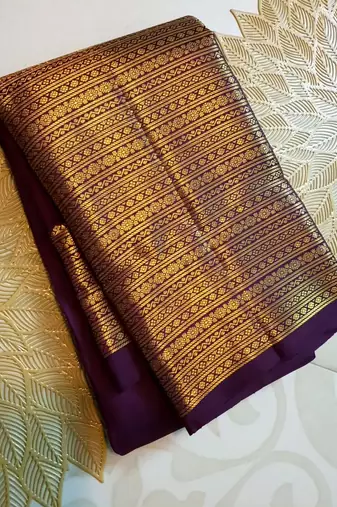 Purple silk blend banarasi saree with unstitched blouse piece
