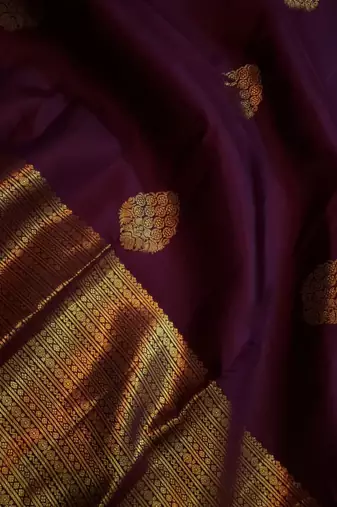 Purple silk blend banarasi saree with unstitched blouse piece