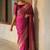 Pink soft silk blend banarasi jacuard work designer party wear saree with unstitched blouse piece