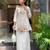 Women's silk sequin embroidered white v-neck kurta with silk sharara set