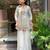 Women's silk sequin embroidered white v-neck kurta with silk sharara set