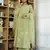 Women's chanderi silk sequin embroidered olive green kurta pant set with chanderi dupatta