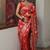 Red soft silk blend banarasi jacuard work designer party wear saree with unstitched blouse piece
