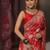 Red soft silk blend banarasi jacuard work designer party wear saree with unstitched blouse piece