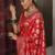 Red soft silk blend banarasi jacuard work designer party wear saree with unstitched blouse piece
