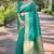 Teal soft silk blend banarasi jacuard work designer party wear saree with unstitched blouse piece