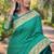 Teal soft silk blend banarasi jacuard work designer party wear saree with unstitched blouse piece