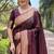 Maroon soft silk blend banarasi jacuard work designer party wear saree with unstitched blouse piece