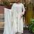 Women's chanderi silk sequin embroidered white kurta pant set with chanderi silk dupatta
