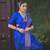 Royal blue silk blend banarasi saree with unstitched blouse piece
