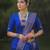 Royal blue soft silk blend banarasi jacuard work designer party wear saree with unstitched blouse piece
