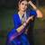Royal blue silk blend banarasi saree with unstitched blouse piece