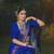 Royal blue silk blend banarasi saree with unstitched blouse piece