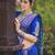 Royal blue soft silk blend banarasi jacuard work designer party wear saree with unstitched blouse piece