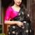 Black pink soft silk blend banarasi jacuard work designer party wear saree with unstitched blouse piece