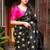 Black pink soft silk blend banarasi jacuard work designer party wear saree with unstitched blouse piece