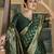 Green soft silk blend banarasi jacuard work designer party wear saree with unstitched blouse piece