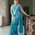 Sky blue soft silk blend banarasi jacuard work designer party wear saree with unstitched blouse piece
