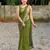 Mehendi silk blend banarasi saree with unstitched blouse piece