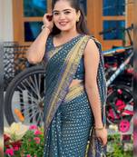 Morpich soft silk blend banarasi jacuard work designer party wear saree with unstitched blouse piece