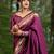 Wine soft silk blend banarasi jacuard work designer party wear saree with unstitched blouse piece