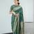 Green soft silk blend banarasi jacuard work designer party wear saree with unstitched blouse piece
