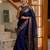 Blue soft silk blend banarasi jacuard work designer party wear saree with unstitched blouse piece
