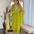 Women's viscose sequin embroidered parrot green kurta pant set with muslin dupatta