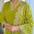 Women's viscose sequin embroidered parrot green kurta pant set with muslin dupatta