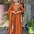 Women's cotton khadi sequin embroidered orange kurta pant set with cotton dupatta