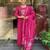 Women's cotton khadi sequin embroidered pink kurta pant set with cotton dupatta