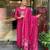 Women's cotton khadi sequin embroidered pink kurta pant set with cotton dupatta