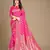 Pink silk blend banarasi saree with unstitched blouse piece