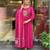 Women's cotton khadi sequin embroidered pink kurta pant set with cotton dupatta