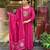 Women's cotton khadi sequin embroidered pink kurta pant set with cotton dupatta