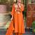 Women's chanderi silk sequin embroidered orange kurta pant set with chanderi dupatta