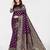 Wine soft silk blend banarasi jacuard work designer party wear saree with unstitched blouse piece