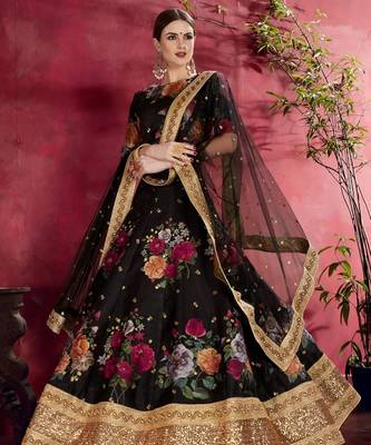black floral printed lehenga choli 2