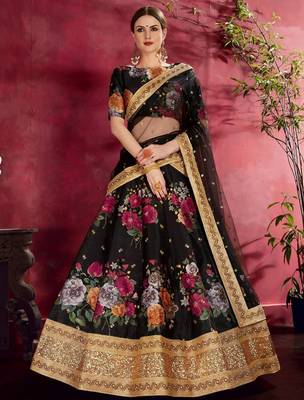 black floral printed lehenga choli 1
