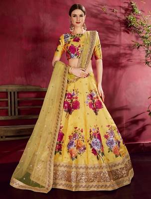 yellow floral designer lehenga choli set 1