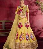 yellow floral designer lehenga choli set