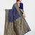 Blue soft silk blend banarasi jacuard work designer party wear saree with unstitched blouse piece