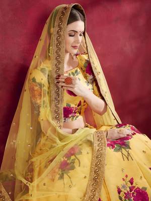 yellow floral designer lehenga choli set 3