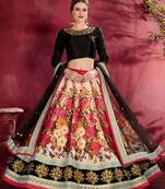 cream floral lehenga with black choli set