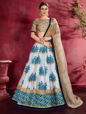 white and blue designer lehenga choli set 1