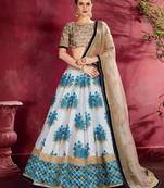 white and blue designer lehenga choli set
