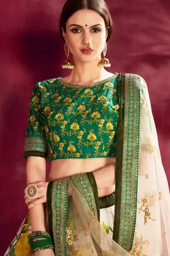 green floral printed lehenga choli set