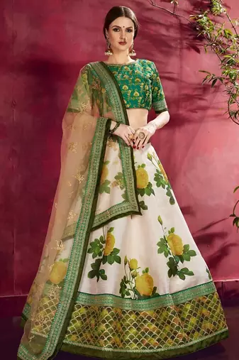 green floral printed lehenga choli set